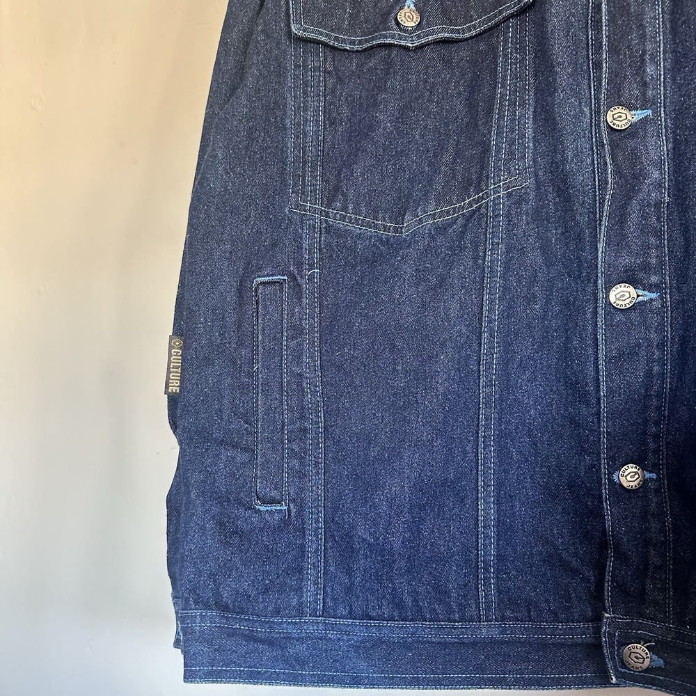 Vintage Y2K 'Culture Jeans' Mens Denim Jacket Hip-Hop Street Wear Work Wear Lg - Picture 6 of 13